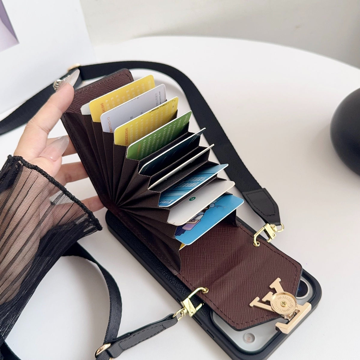 Black Leather Crossbody Designer iPhone 17 Phone Case for iphone-17-air
