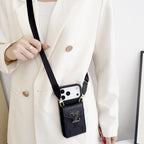 Black Leather Crossbody Designer iPhone 17 Phone Case for iphone-17
