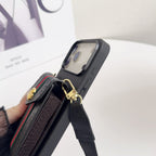 Black Leather Crossbody Designer iPhone 17 Phone Case for iphone-17-pro