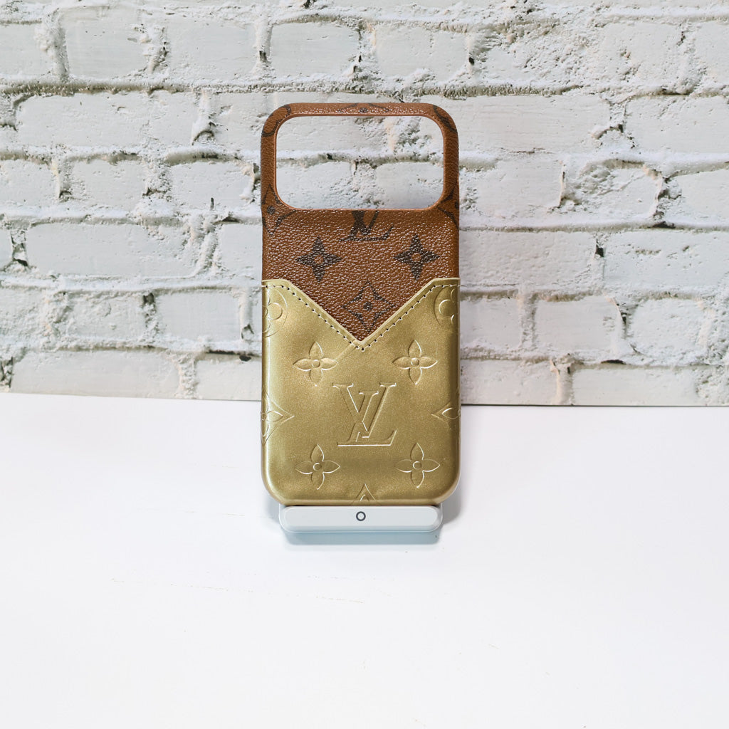 Glamour Accent LV Leather iPhone Case For 17/ Pro / Pro Max / Air for 17-air