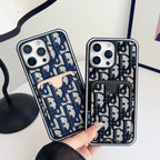 Dior Fabric iPhone Case Card Slot For 12 -16 Pro Max Plus for 12-pro-max