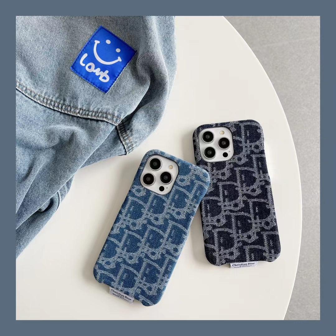 Dior iPhone Case Denim Fabric Design For I Pro / Pro Max / Plus for 12