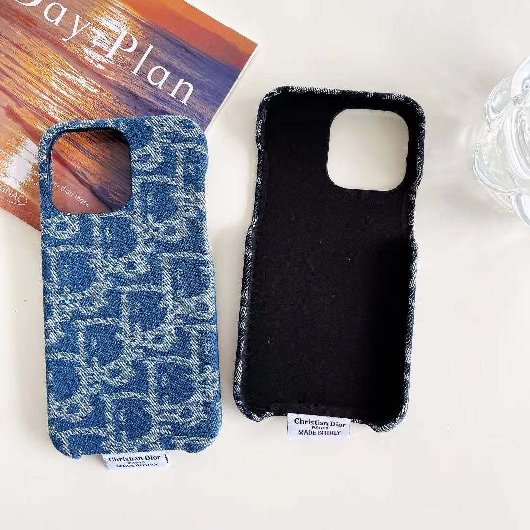 Dior iPhone Case Denim Fabric Design For I Pro / Pro Max / Plus for 13