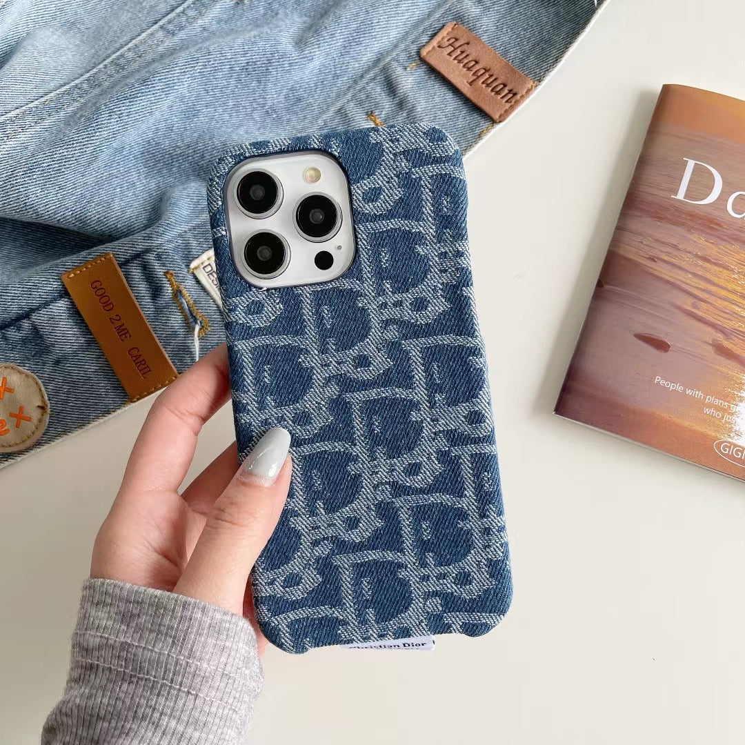 Dior iPhone Case Denim Fabric Design For I Pro / Pro Max / Plus for 13-pro