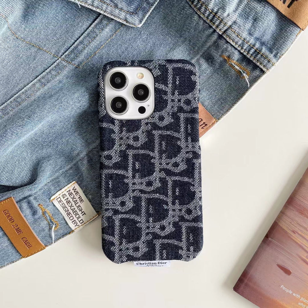 Dior iPhone Case Denim Fabric Design For I Pro / Pro Max / Plus for 13-pro-max