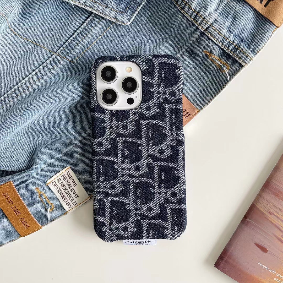 Dior iPhone Case Denim Fabric Design For I Pro / Pro Max / Plus for 13-pro-max
