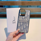 iPhone Case Dior Style Fabric Canvas For 11 12 13 14 15 16 Pro Max Plus for 12-pro
