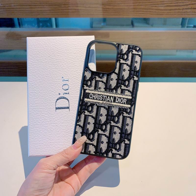 iPhone Case Dior Style Fabric Canvas For 11 12 13 14 15 16 Pro Max Plus for 11-pro-max