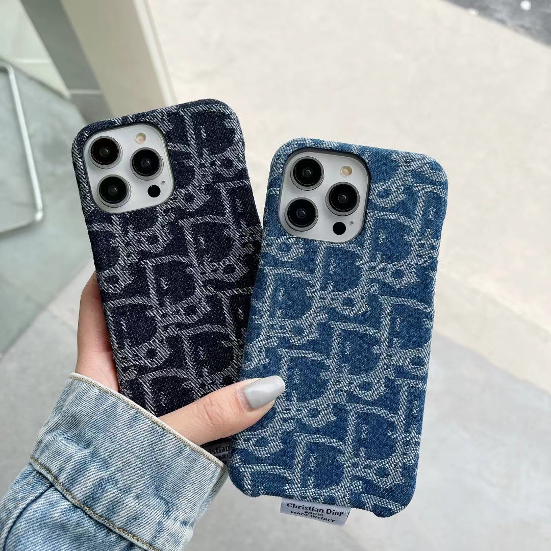 Dior iPhone Case Denim Fabric Design For I Pro / Pro Max / Plus for 12-pro