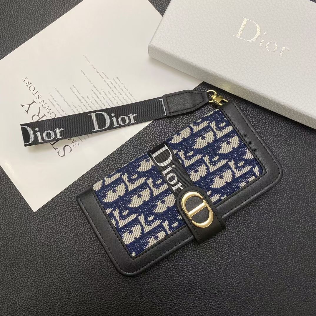 Dior Wallet iPhone Case With Strap For 12 13 14 15 16 Pro Max Plus Series for 12-pro