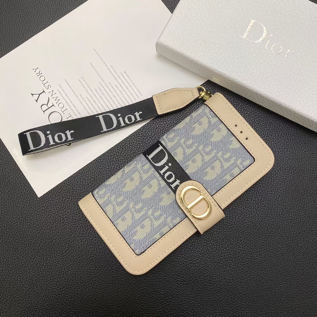 Dior Wallet iPhone Case With Strap For 12 13 14 15 16 Pro Max Plus Series for 12-pro