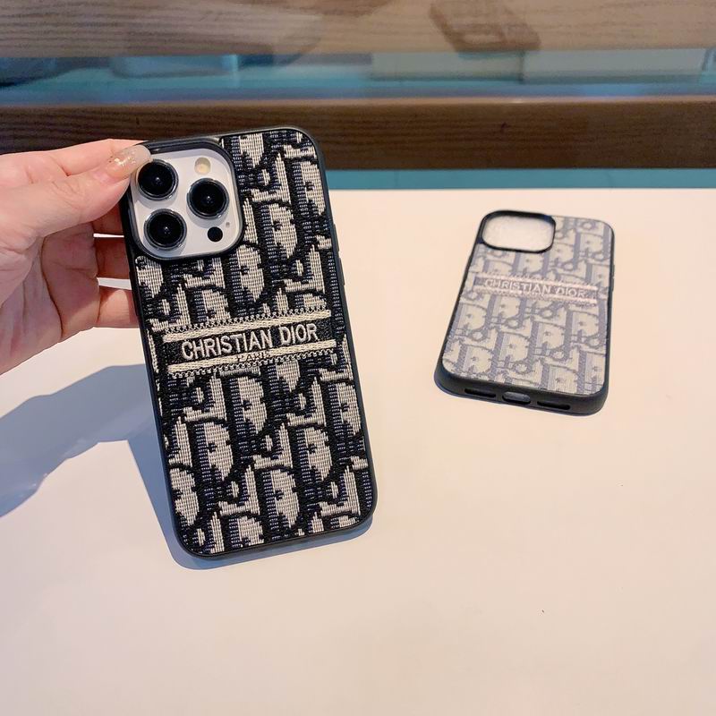 iPhone Case Dior Style Fabric Canvas For 11 12 13 14 15 16 Pro Max Plus