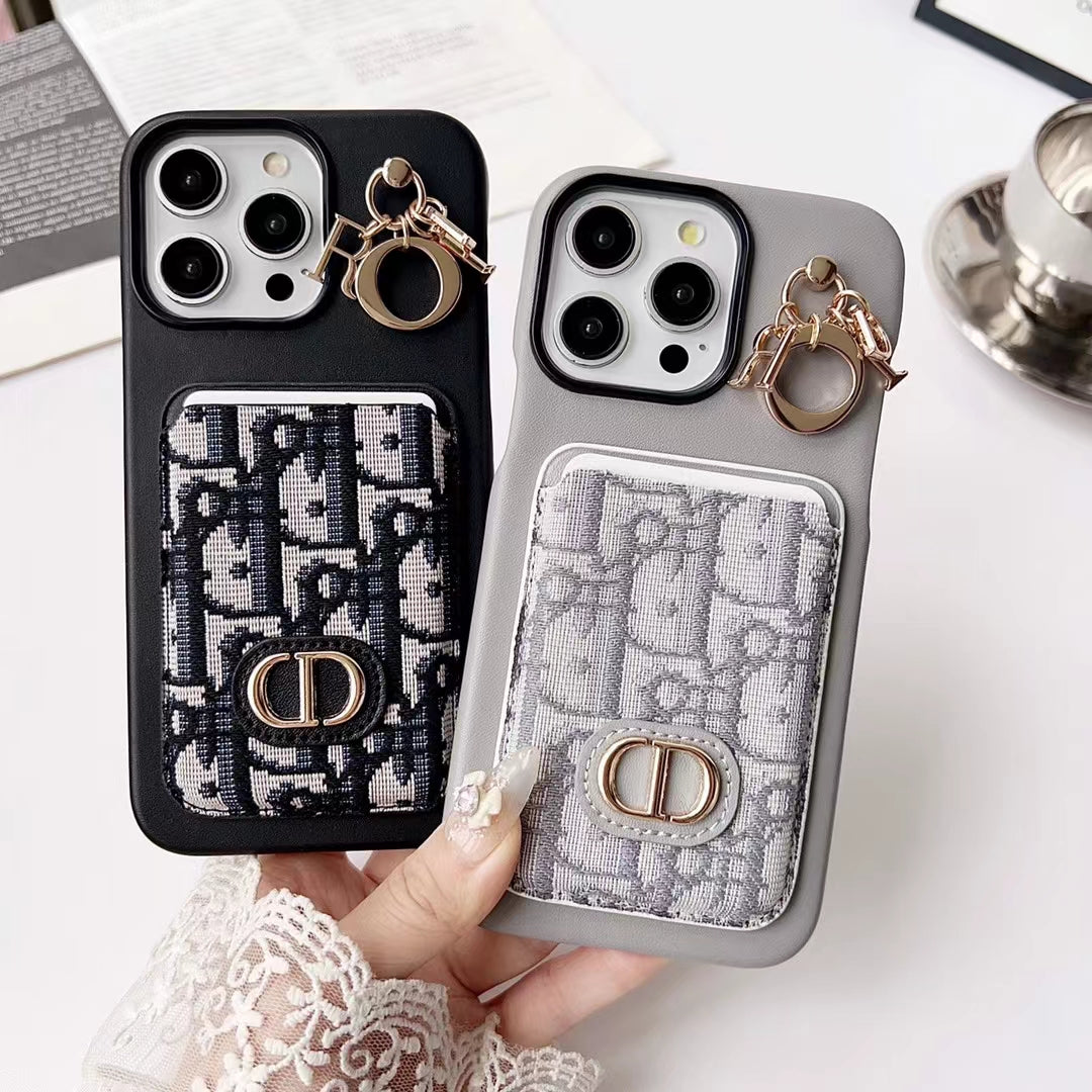 Christian Dior iPhone Case Card Slot For 12 13 14 15 Pro Max Plus Models for 12-pro