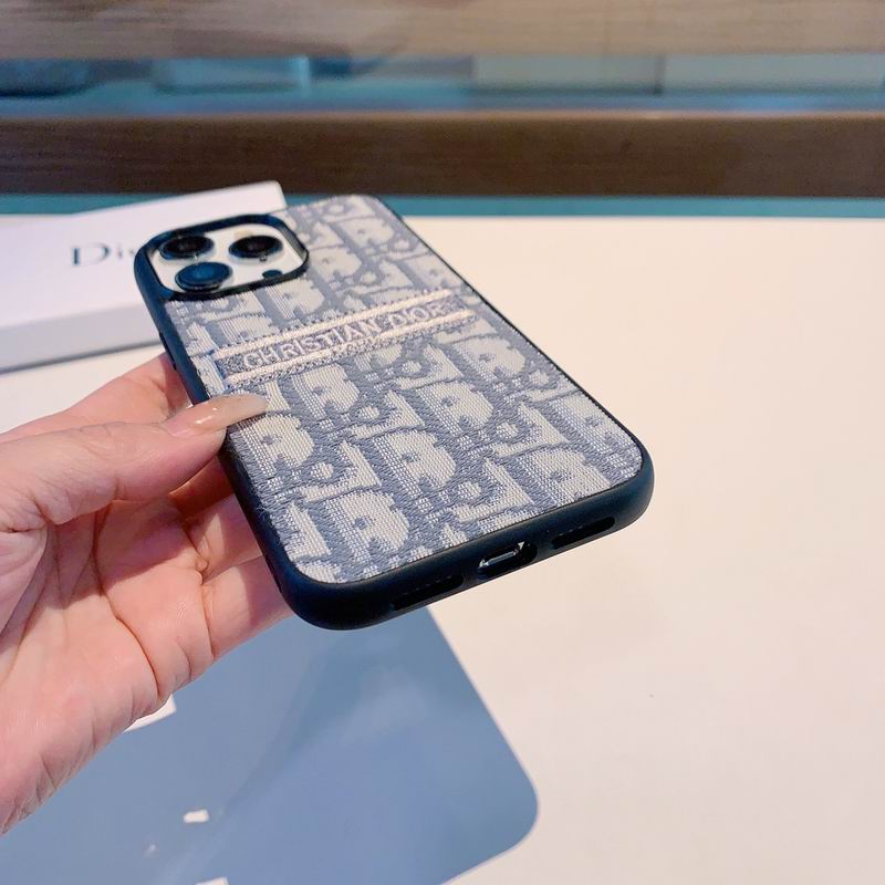 iPhone Case Dior Style Fabric Canvas For 11 12 13 14 15 16 Pro Max Plus for 11-pro-max
