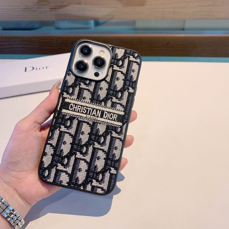 iPhone Case Dior Style Fabric Canvas For 11 12 13 14 15 16 Pro Max Plus for 12-pro