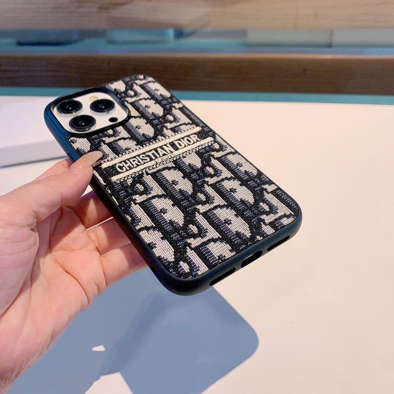 iPhone Case Dior Style Fabric Canvas For 11 12 13 14 15 16 Pro Max Plus
