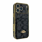 Electroplated Coach Card Holder Phone Case For iPhone 13-17 / Pro / Pro Max / Plus / Air
