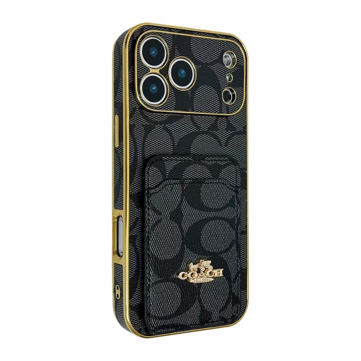 Electroplated Coach Card Holder Phone Case For iPhone 13-17 / Pro / Pro Max / Plus / Air