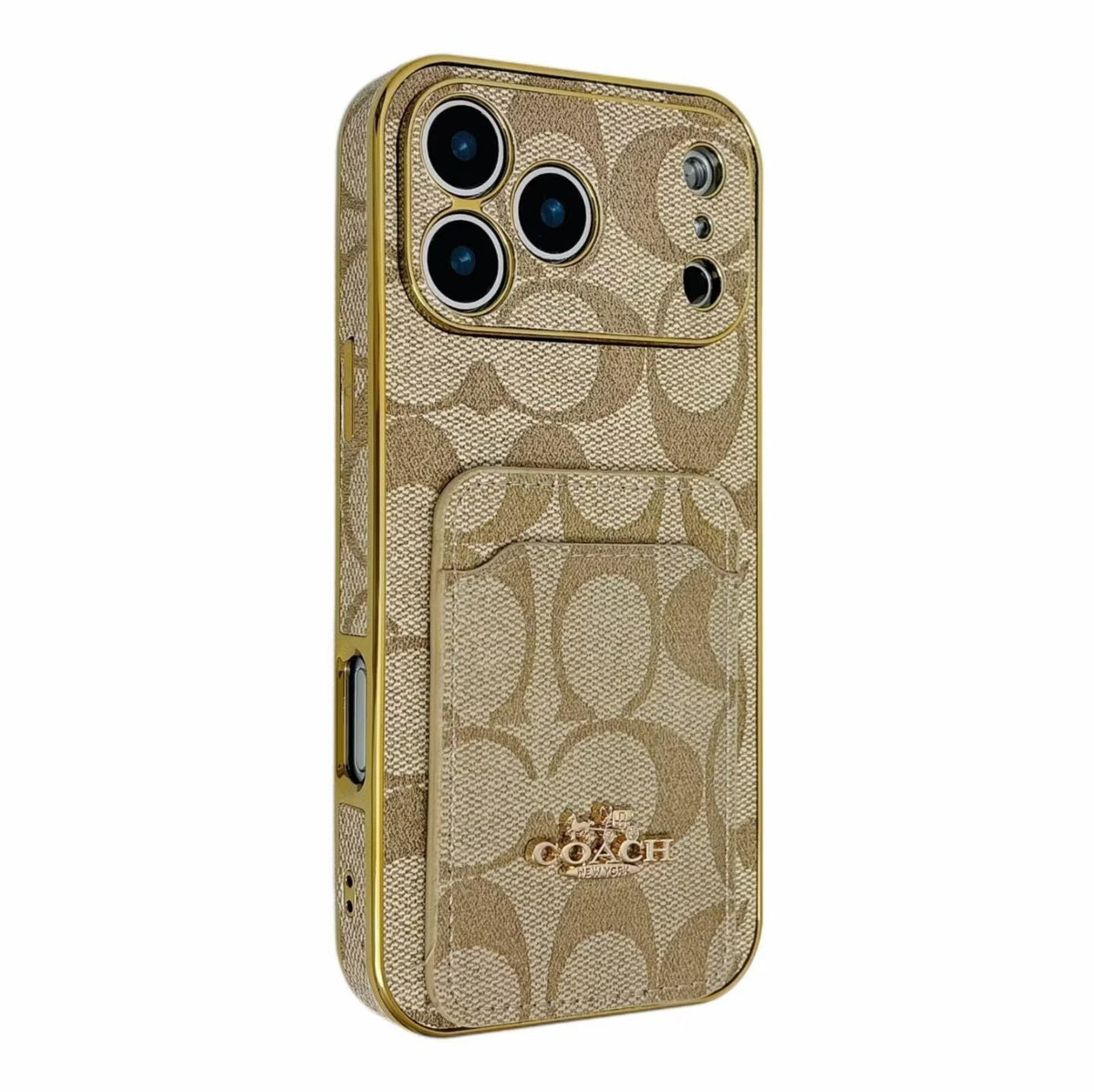 Electroplated Coach Card Holder Phone Case For iPhone 13-17 / Pro / Pro Max / Plus / Air