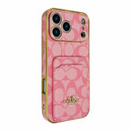 Electroplated Coach Card Holder Phone Case For iPhone 13-17 / Pro / Pro Max / Plus / Air