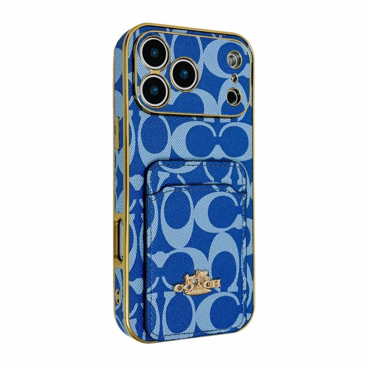 Electroplated Coach Card Holder Phone Case For iPhone 13-17 / Pro / Pro Max / Plus / Air for 13-pro
