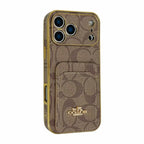 Electroplated Coach Card Holder Phone Case For iPhone 13-17 / Pro / Pro Max / Plus / Air for 13-pro