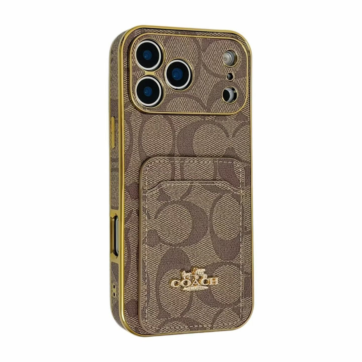 Electroplated Coach Card Holder Phone Case For iPhone 13-17 / Pro / Pro Max / Plus / Air for 13-pro