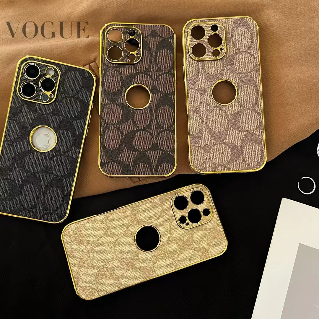 Electroplated Coach Monogram iPhone Case 12 13 14 15 16 Pro Max Plus