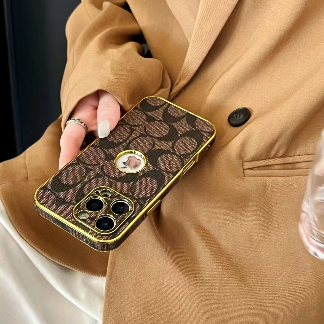 Electroplated Coach Monogram iPhone Case 12 13 14 15 16 Pro Max Plus