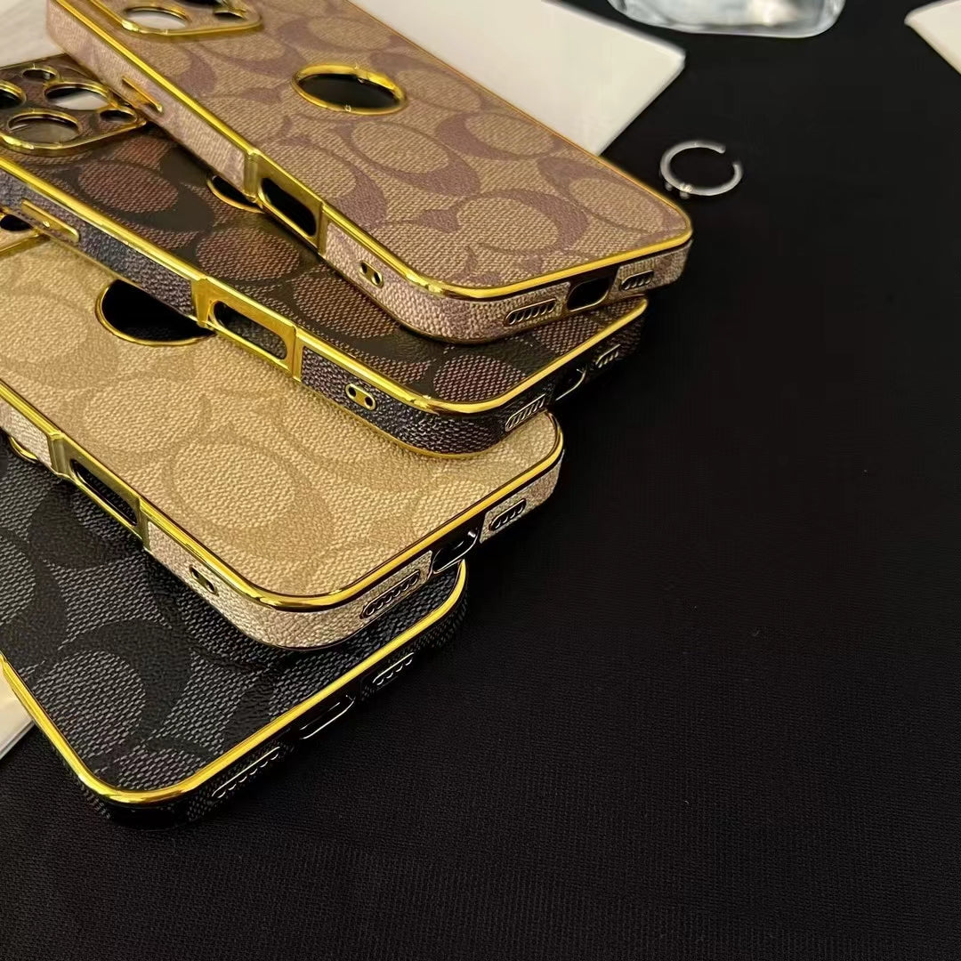 Electroplated Coach Monogram iPhone Case 12 13 14 15 16 Pro Max Plus