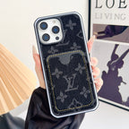 Fabric LV iPhone Case Card Slot For 12-16 Pro Max for 12-pro-max