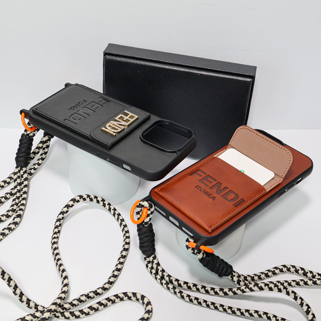 Fendi Card Holder iPhone Case Crossbody 12-16 Pro Max Plus for 12-pro