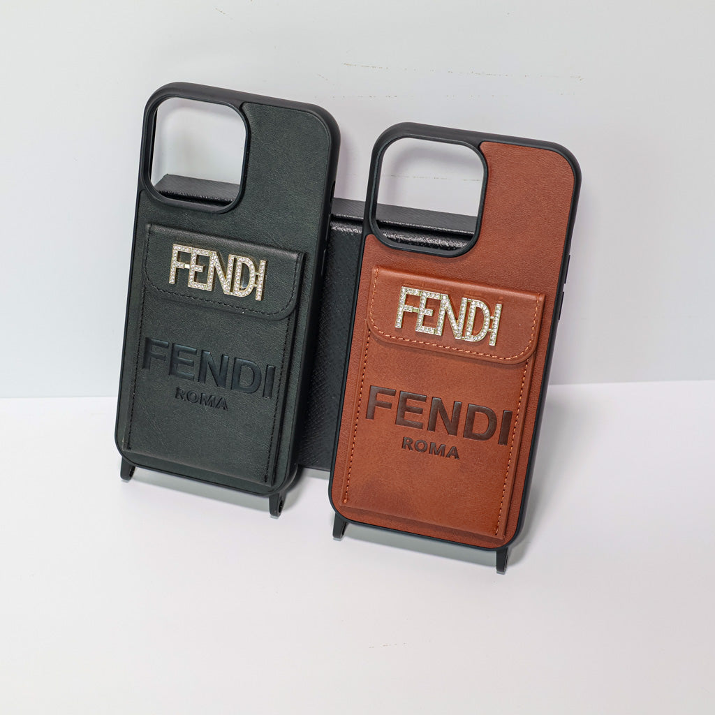 Fendi Card Holder iPhone Case Crossbody 12-16 Pro Max Plus