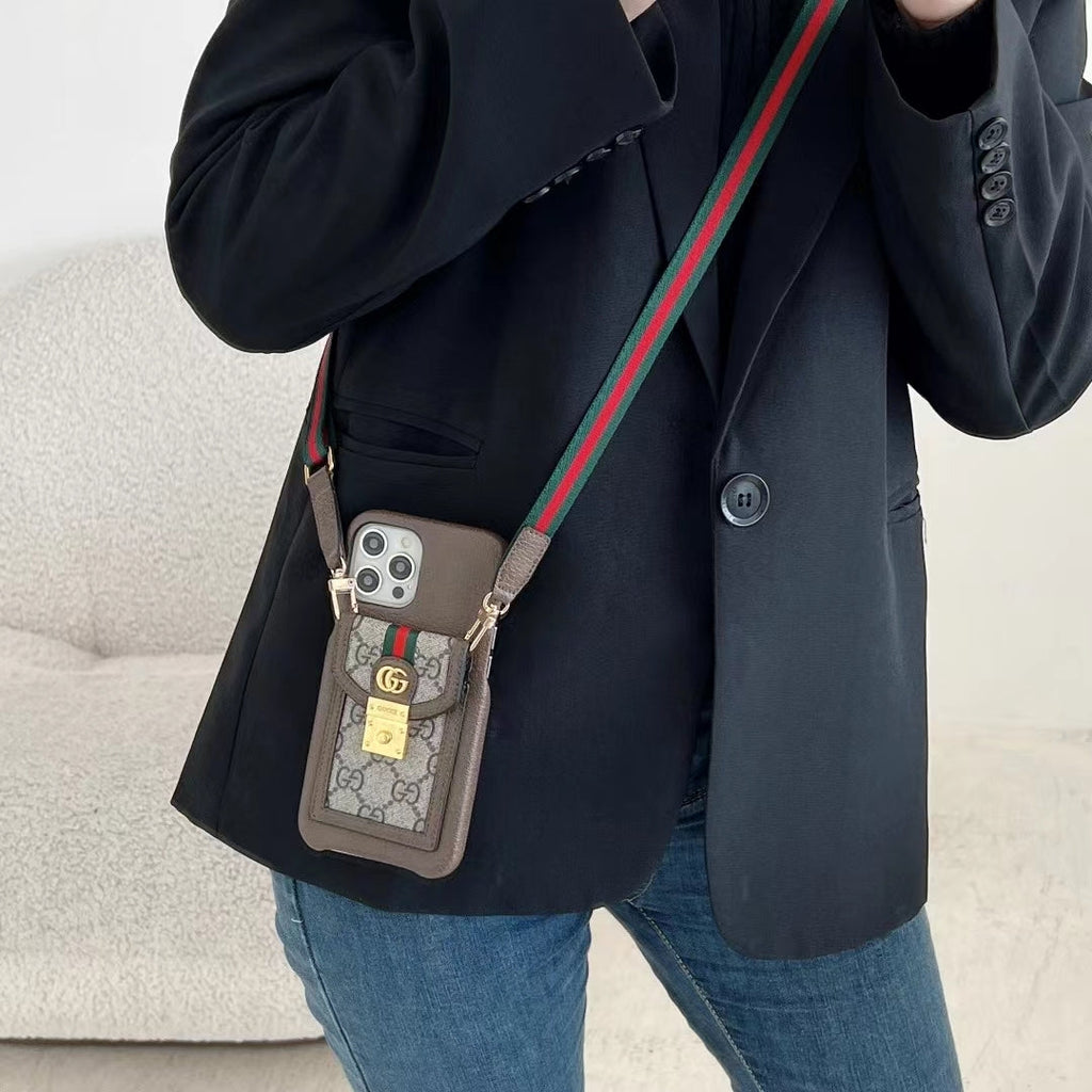 Designer Crossbody Style iPhone Case For 11 12 13 14 15 16 Pro Max Plus for 11-pro-max