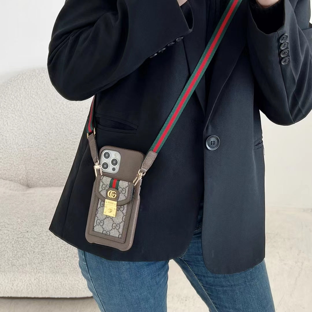 Designer Crossbody Style iPhone Case For 11 12 13 14 15 16 Pro Max Plus for 11-pro-max