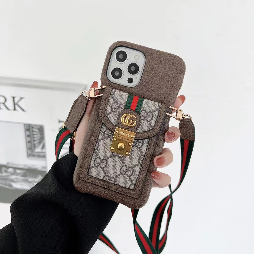 Designer Crossbody Style iPhone Case For 11 12 13 14 15 16 Pro Max Plus