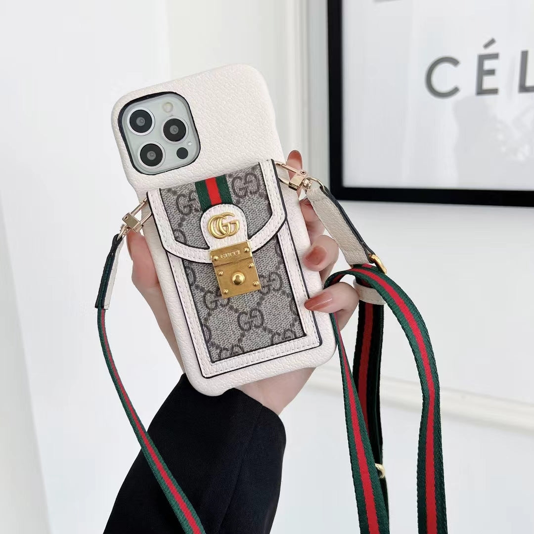 Designer Crossbody Style iPhone Case For 11 12 13 14 15 16 Pro Max Plus
