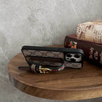 LV Case iPhone Pro Max Plus 16 / 15 / 14 / 13 / 12 Adjustable Hand Strap Kickstand