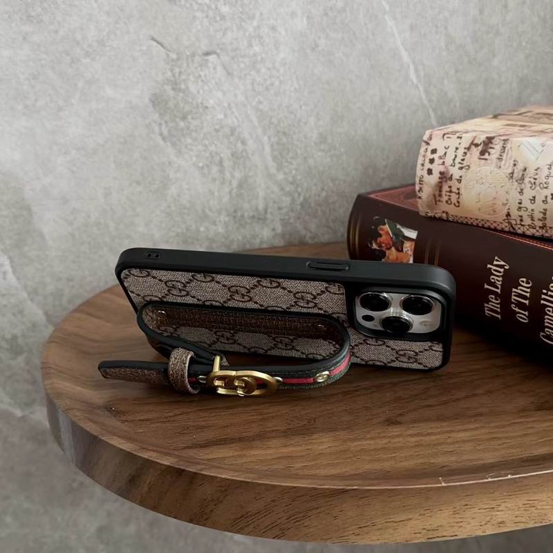 LV Case iPhone Pro Max Plus 16 / 15 / 14 / 13 / 12 Adjustable Hand Strap Kickstand