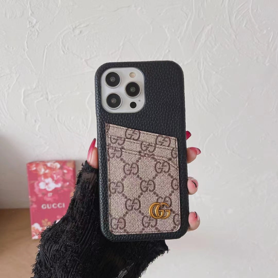 GG iPhone Case Card Slot Accent Color For 11 12 13 14 15 16 Pro Max Plus Series for 12-pro