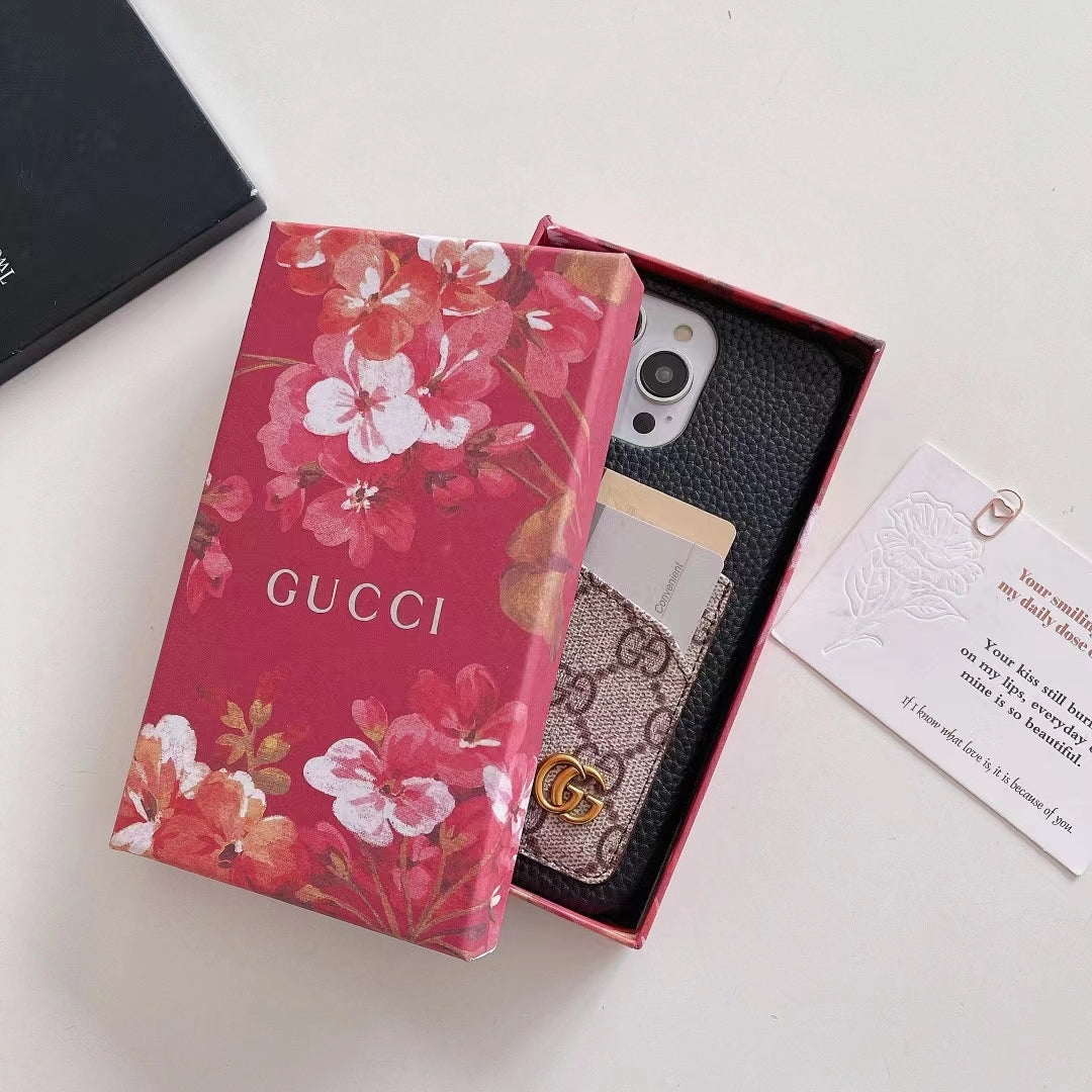 GG iPhone Case Card Slot Accent Color For 11 12 13 14 15 16 Pro Max Plus Series