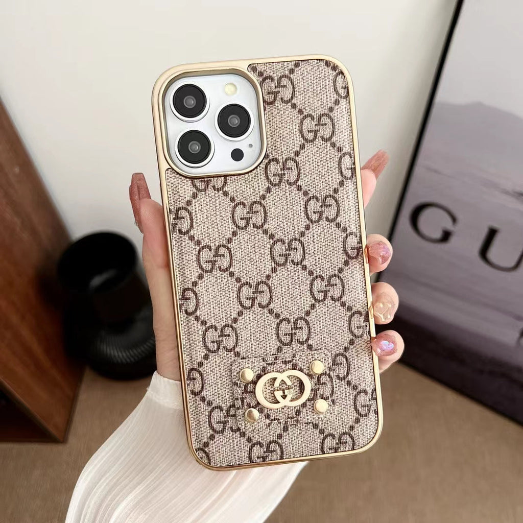 Fashion iPhone Case 16 15 14 13 12 11 Pro Max Plus Leather Design Electroplated for 12-pro