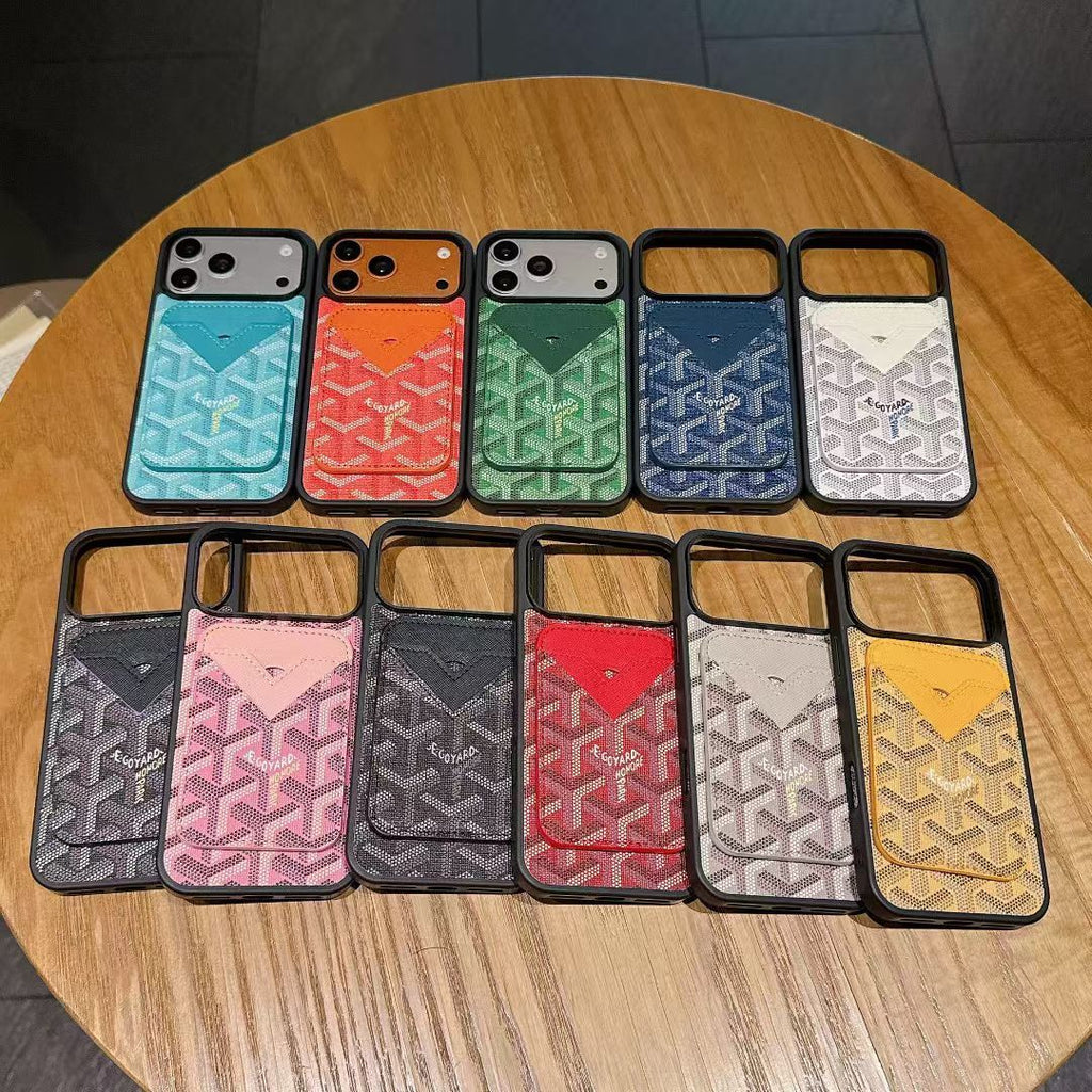Goyard Magnet Card Holder Phone Case iPhone 13-17 / Pro / Pro Max / Plus / Air