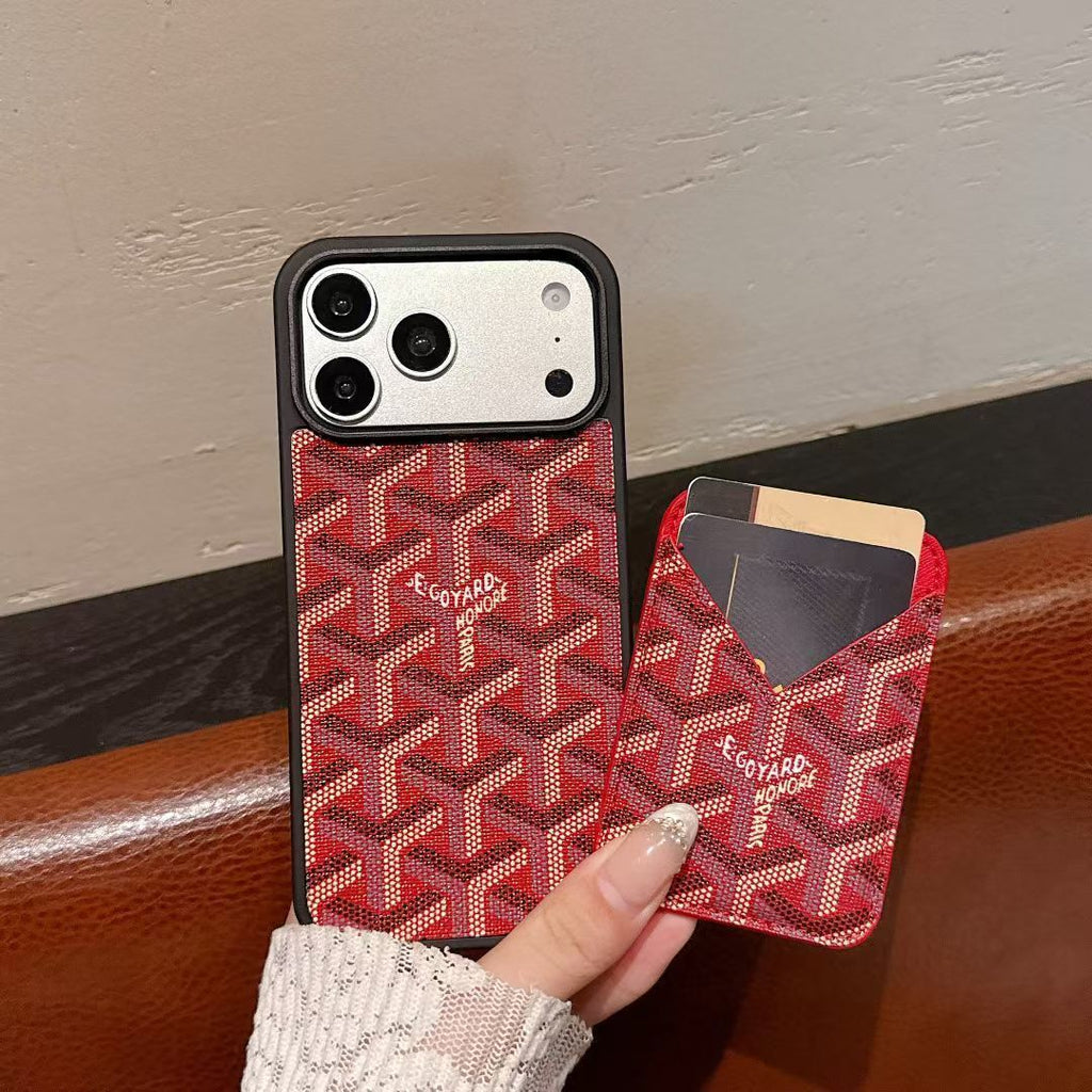 Goyard Magnet Card Holder Phone Case iPhone 13-17 / Pro / Pro Max / Plus / Air
