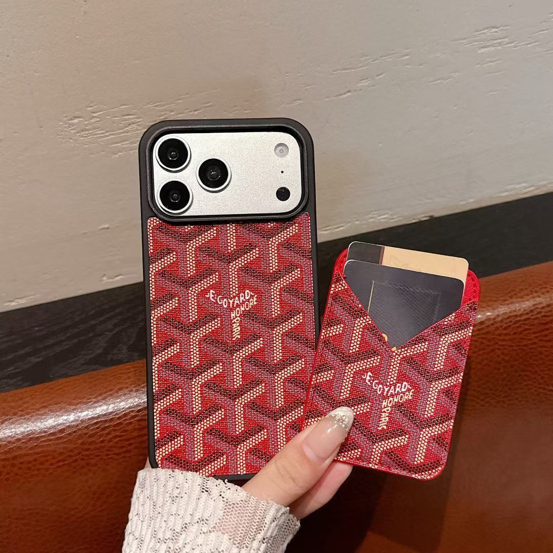 Goyard Magnet Card Holder Phone Case iPhone 13-17 / Pro / Pro Max / Plus / Air
