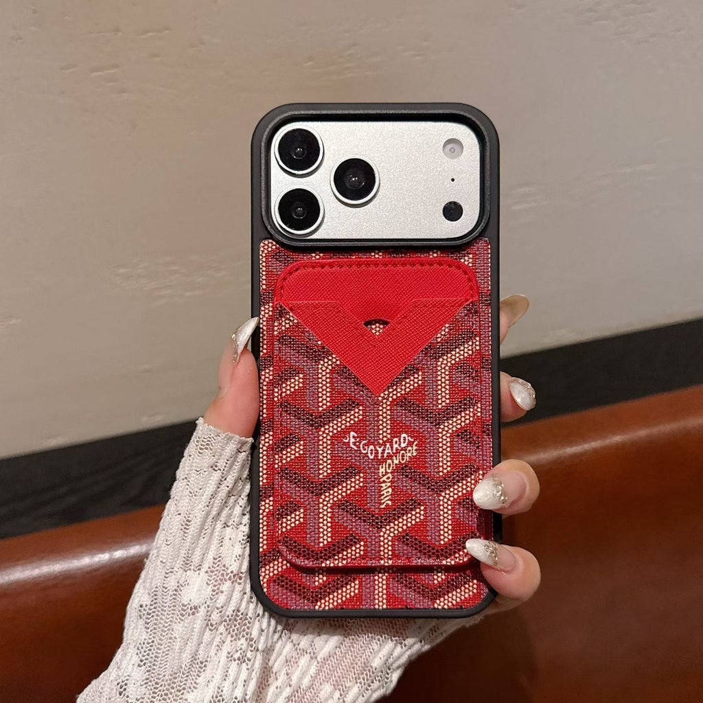 Goyard Magnet Card Holder Phone Case iPhone 13-17 / Pro / Pro Max / Plus / Air