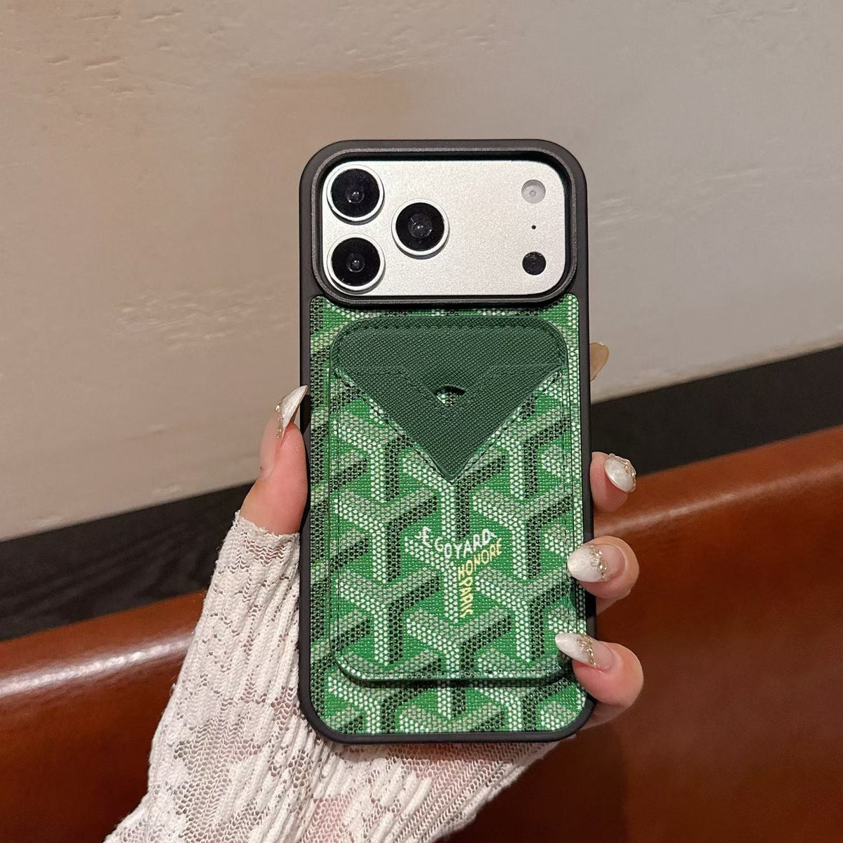 Goyard Magnet Card Holder Phone Case iPhone 13-17 / Pro / Pro Max / Plus / Air