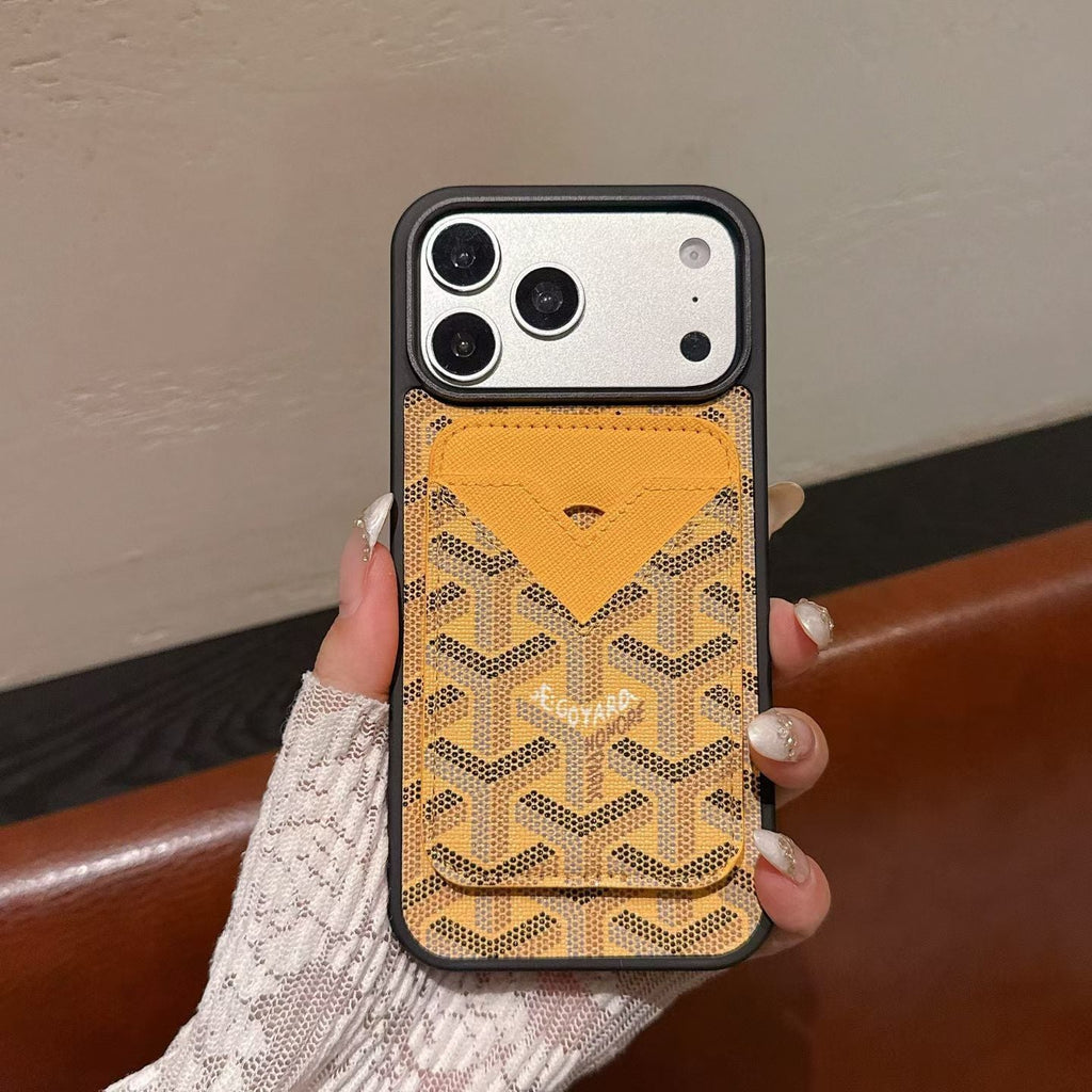 Goyard Magnet Card Holder Phone Case iPhone 13-17 / Pro / Pro Max / Plus / Air