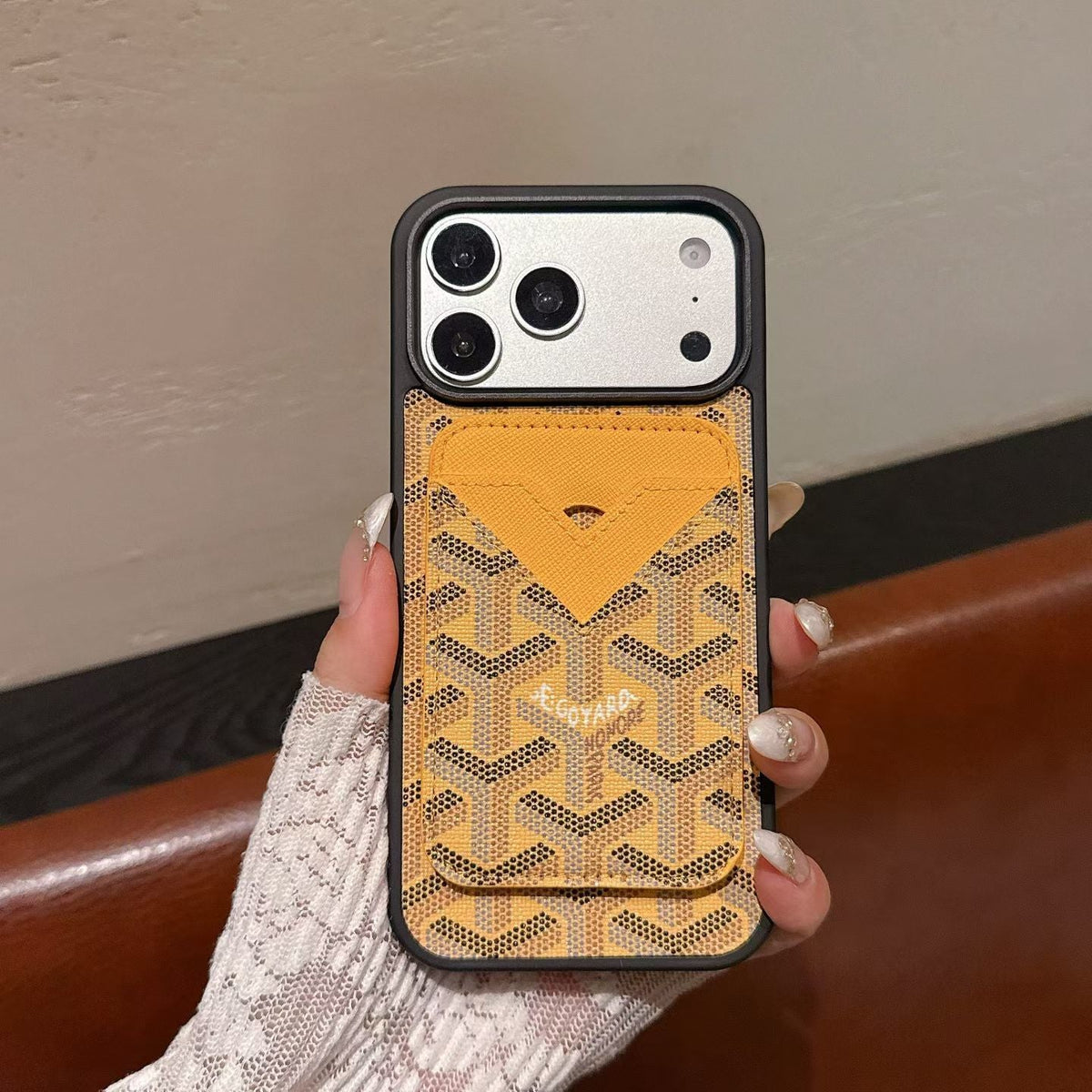 Goyard Magnet Card Holder Phone Case iPhone 13-17 / Pro / Pro Max / Plus / Air