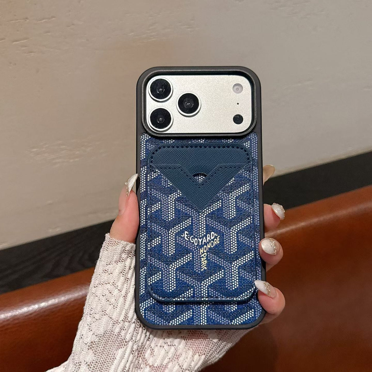 Goyard Magnet Card Holder Phone Case iPhone 13-17 / Pro / Pro Max / Plus / Air